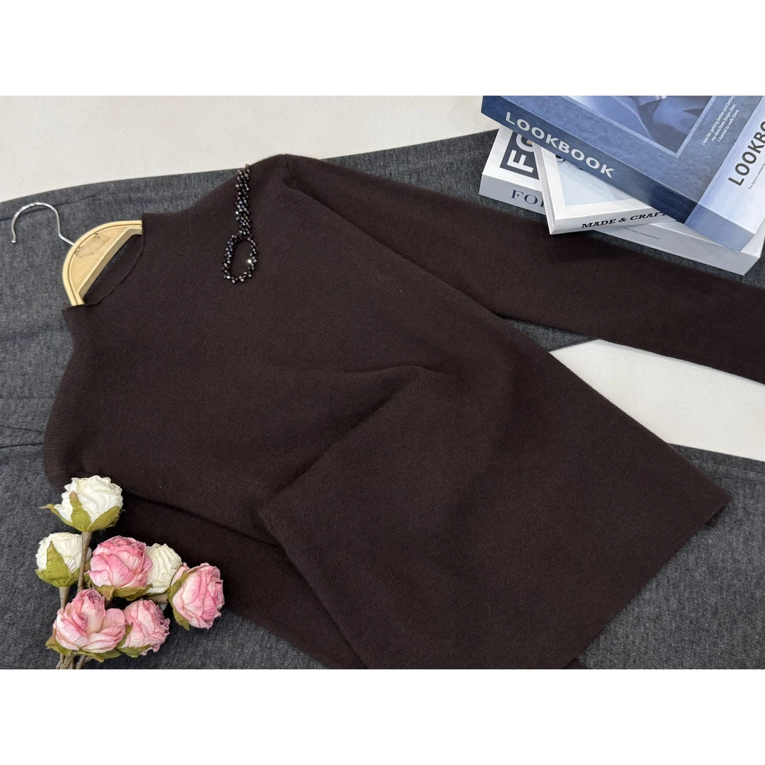 【镂空串珠打底咖】早秋新款时尚长袖针织上衣QC6012