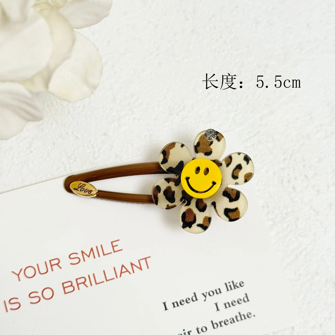 BAOSHATI/宝莎缇F-996豹纹太阳花百搭侧边鸭嘴夹