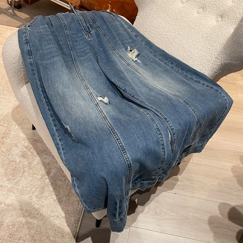 ZUOXIAOQI冰美式破洞帅气牛仔裤42（裤长105-107）