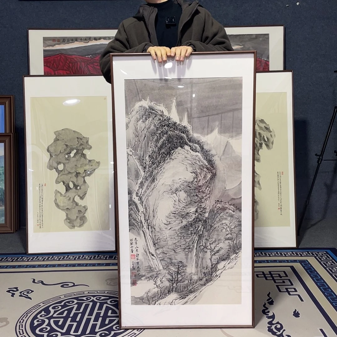 国画手绘画作品带框60/120