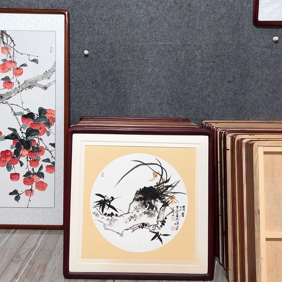 国画书画作品带框63×63