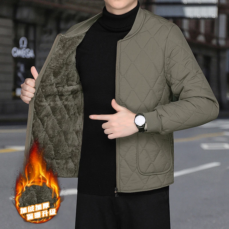 男士加绒加厚内穿保暖棉服冬季外套立领大码中年内胆棉衣轻便棉袄