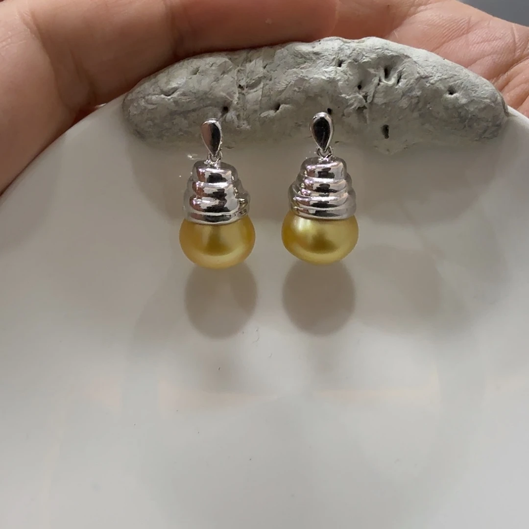 海水珍珠耳饰银S925镶嵌一****儿