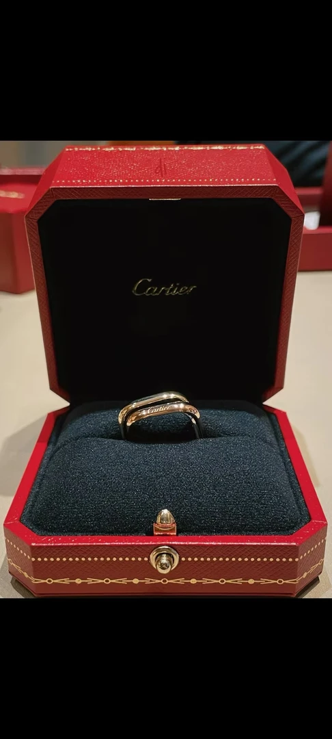 99新 Cartier/卡地亚 18K三色金三环 宽版戒指新款48码24全套