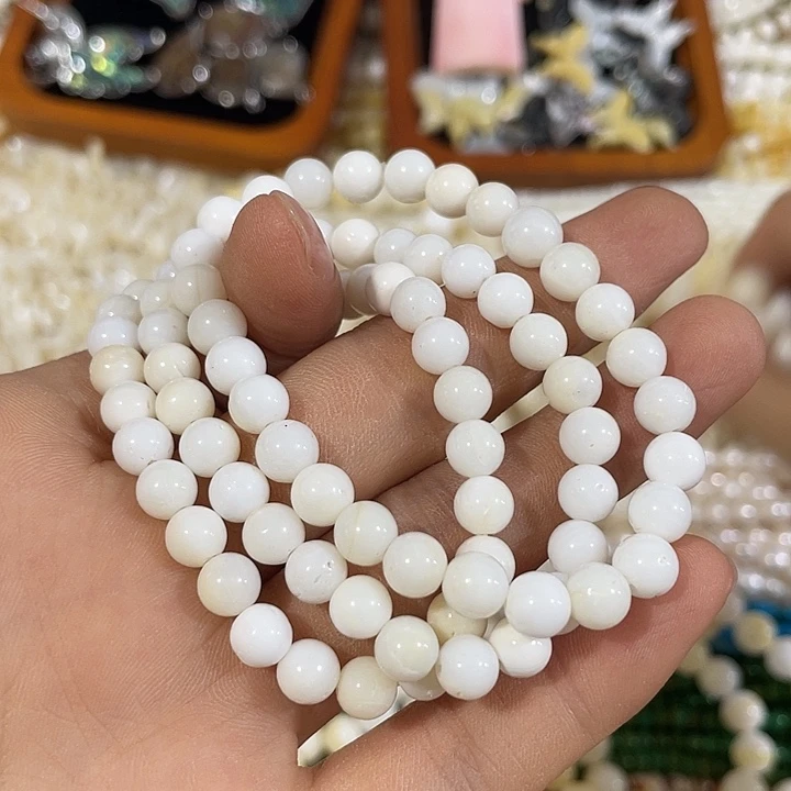 玛瑙/玉髓合金珠宝半成品8条6mm高级贝壳手串