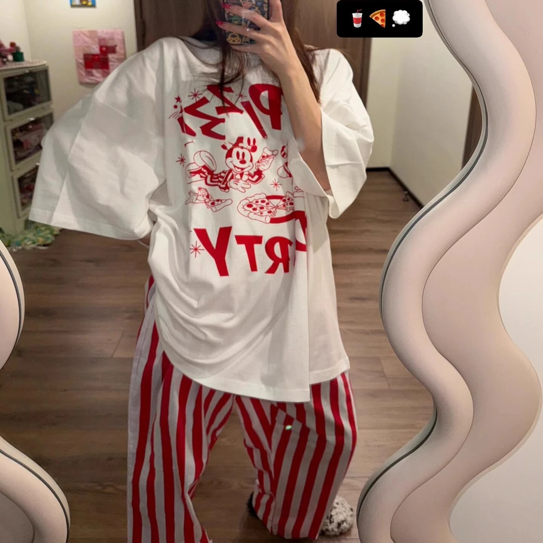 【趣味卡通米奇】睡衣春夏女2025新款短袖长裤可外穿家居服套装大码