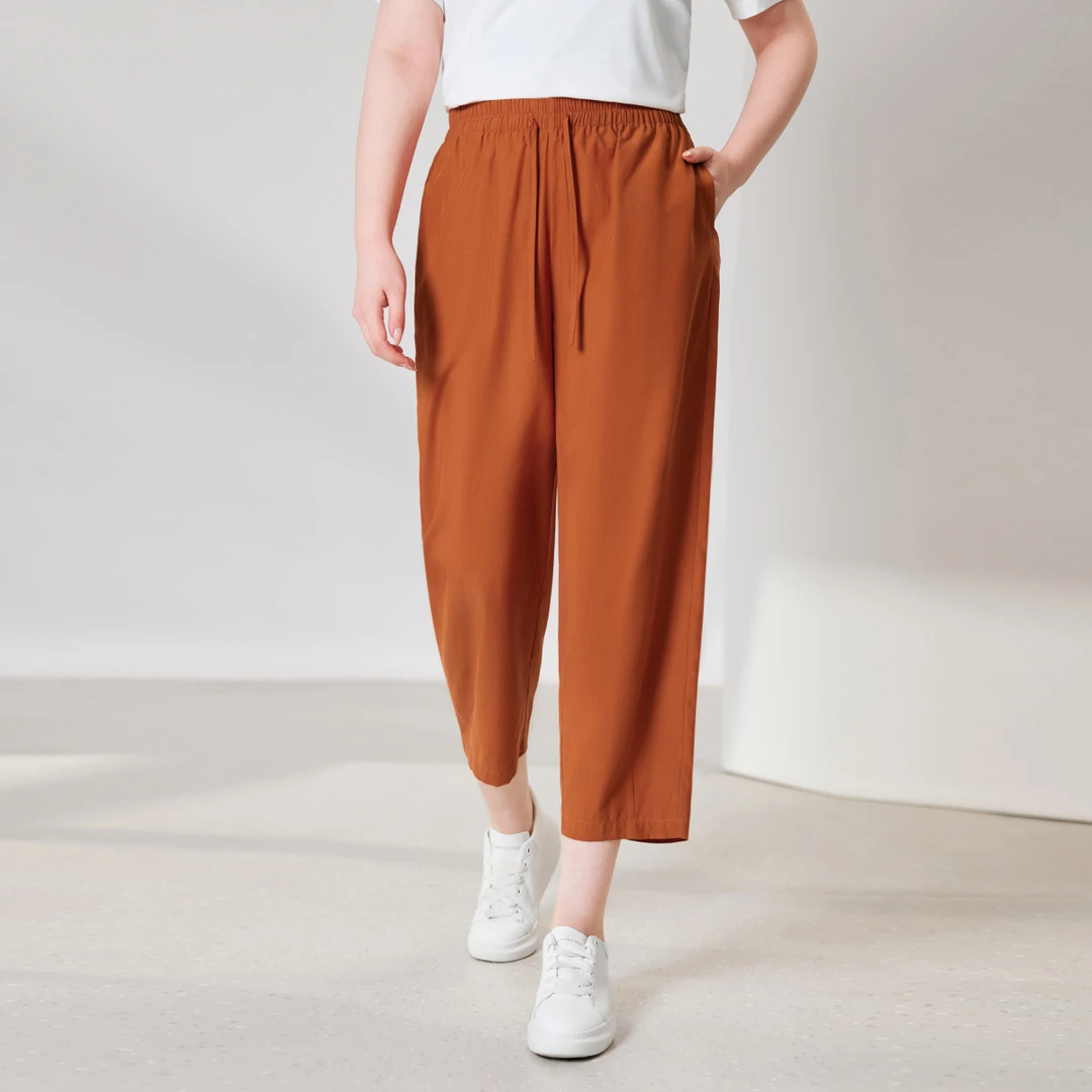 【凉感薄款显瘦九分锥形裤】MsShe大码女秋多色宽松休闲裤Q2506016