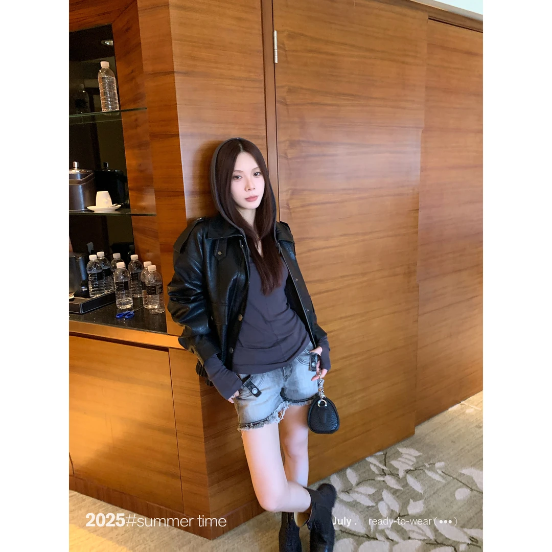 SUNONEONE 毛边水洗做旧牛仔短裤女早秋美式低腰休闲裤子H1051K