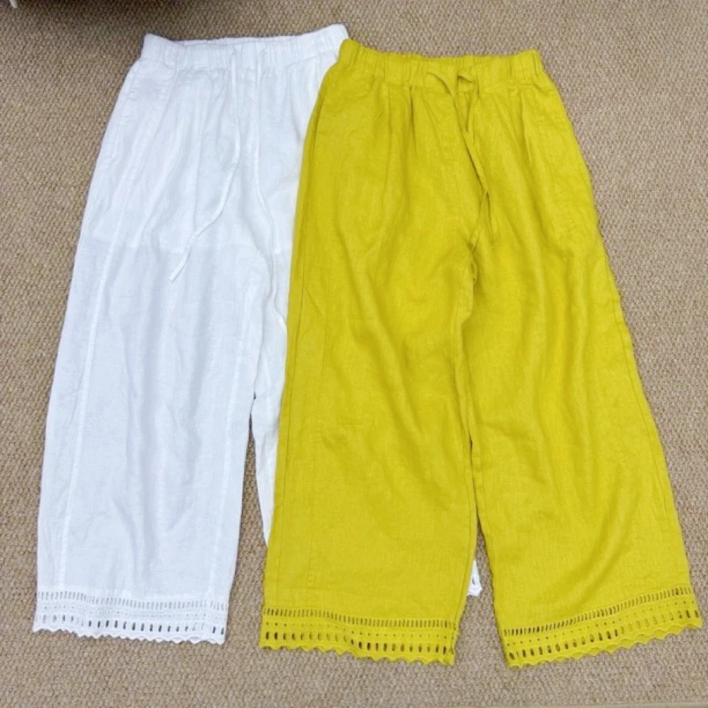 静静推荐 新款休闲时尚天丝亚麻直筒裤22c707