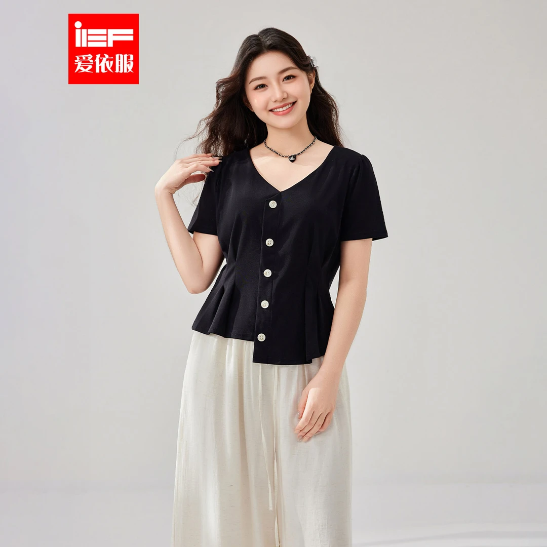 IEF/爱依服【微胖】大码女装2025夏季新款法式温柔通勤气质上衣