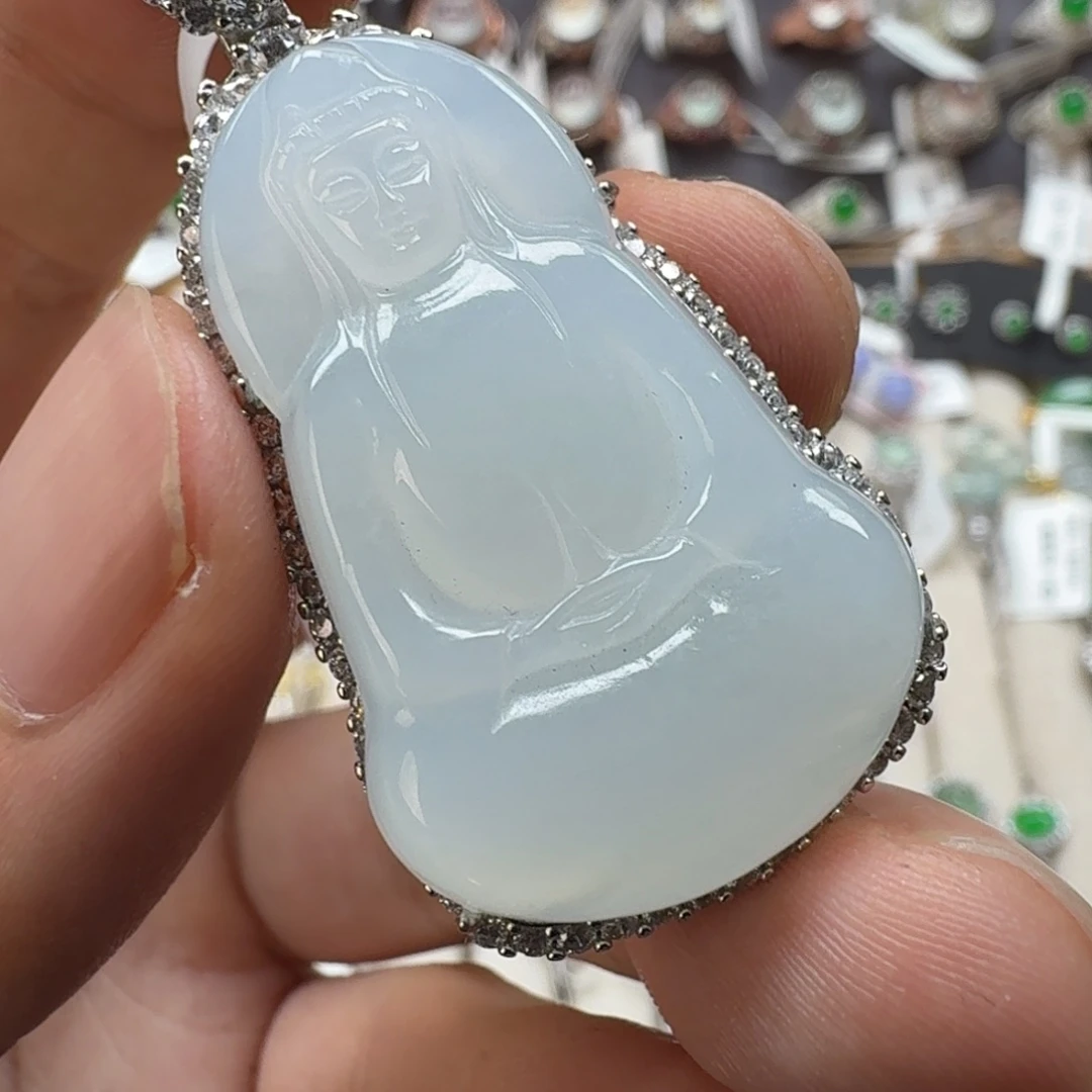 翡翠银S925镶嵌戒指天然缅甸翡翠A货