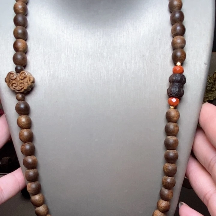 沉香手串越南芽庄白棋楠天花板08➕莲花沉香木雕