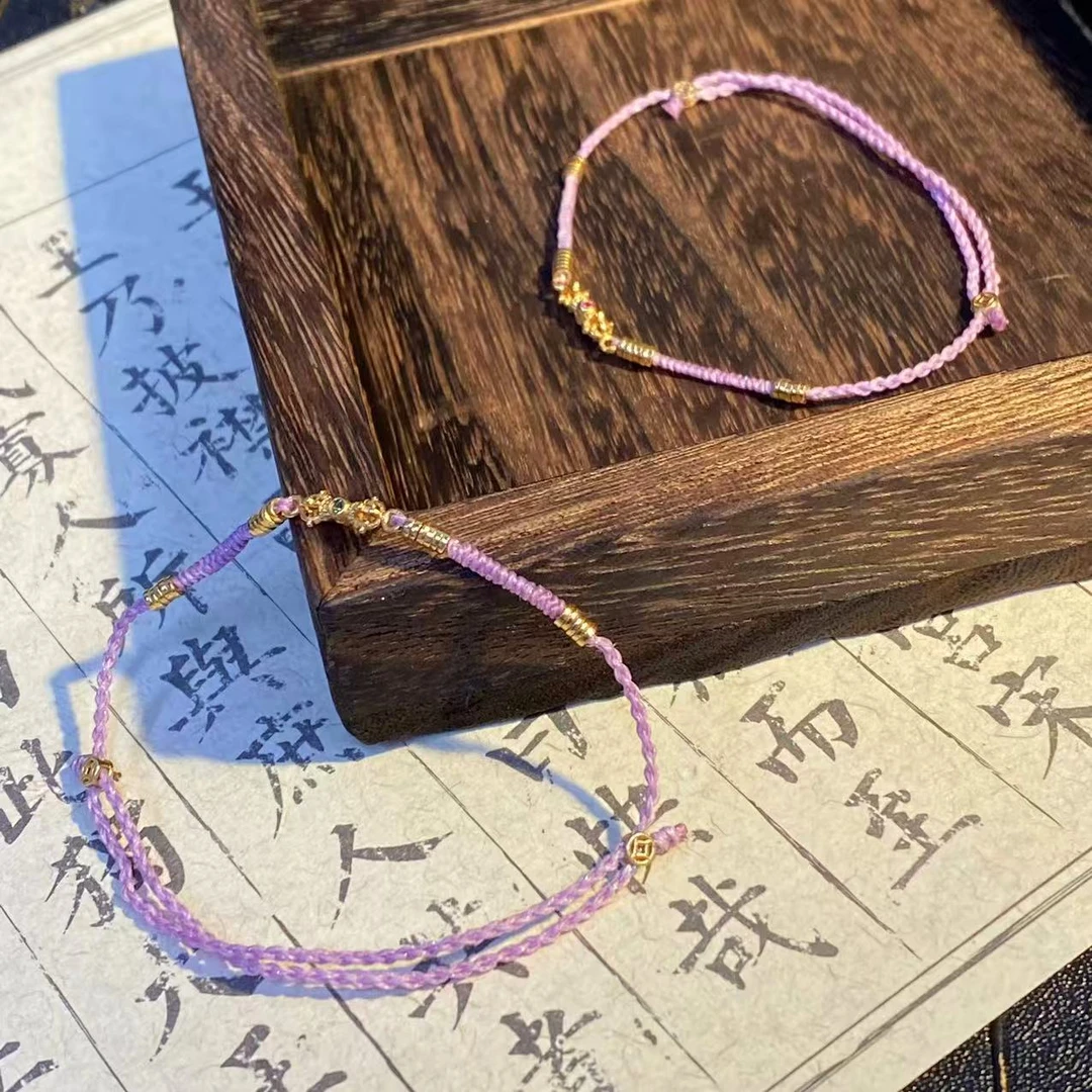 925银手链 紫色 diy设计小众女生银饰手绳手链，多样性发货1件