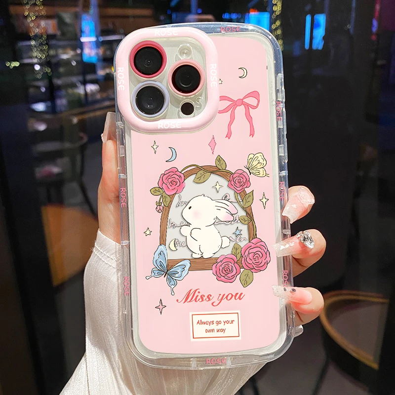 【苹果/华为/荣耀/OPPO/vivo小米】窗边小兔直边奶油包边手机壳