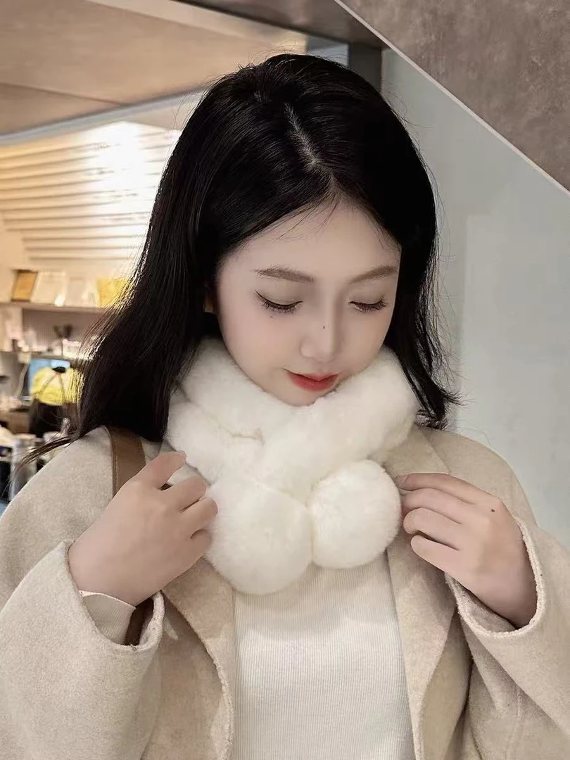 新款百搭濑兔毛加厚保暖围巾