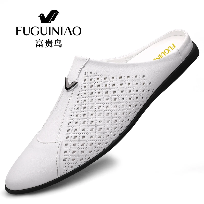 【富贵鸟正品】凉鞋男夏季时尚休闲风懒人洞洞鞋手工高档外出半拖鞋