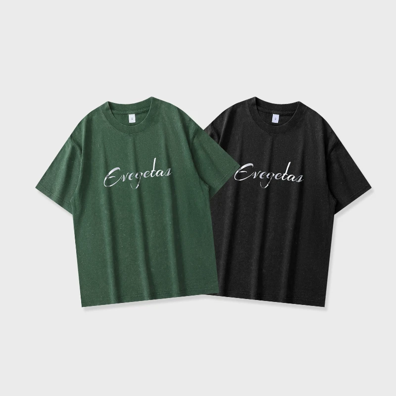 夏季短袖通用透气纯棉T恤户外美式百搭简约春夏做旧水洗霆锋同款