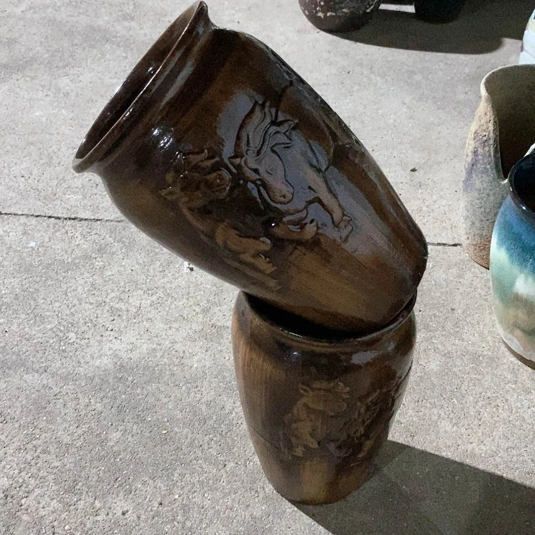 紫砂花盆瑕疵口15高25