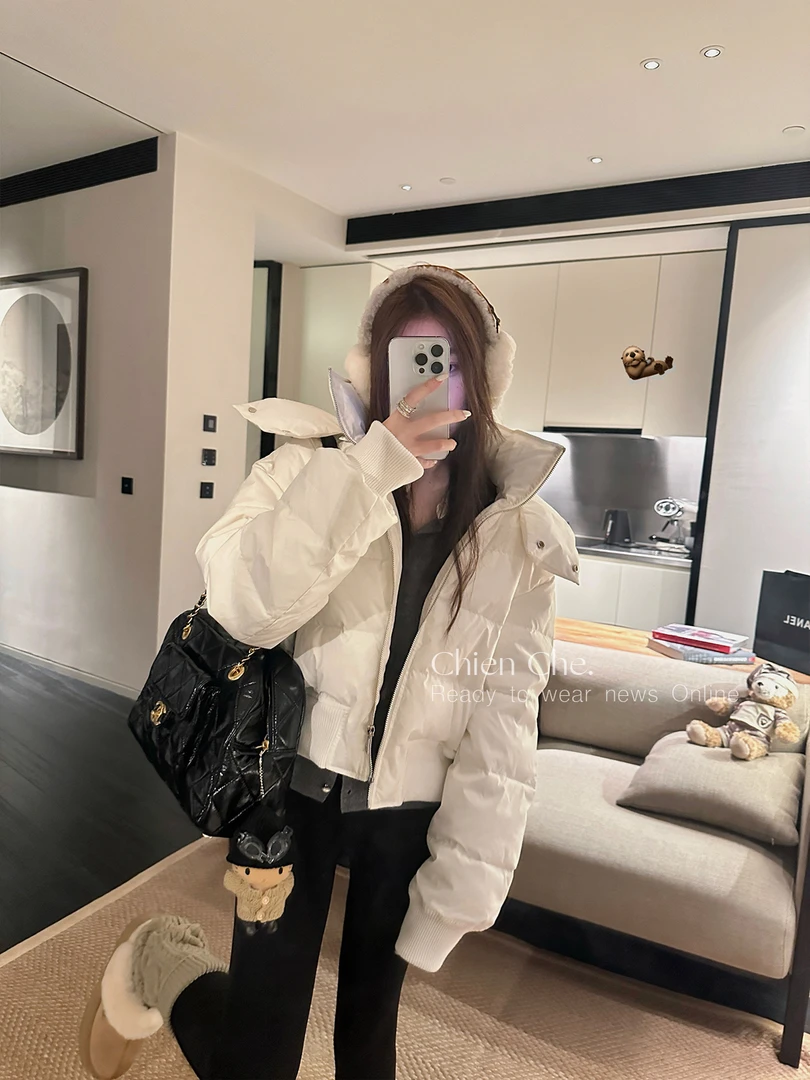 迟嗯立领连帽棉衣冬季防风保暖短款面包加厚棉服外套女修身日韩