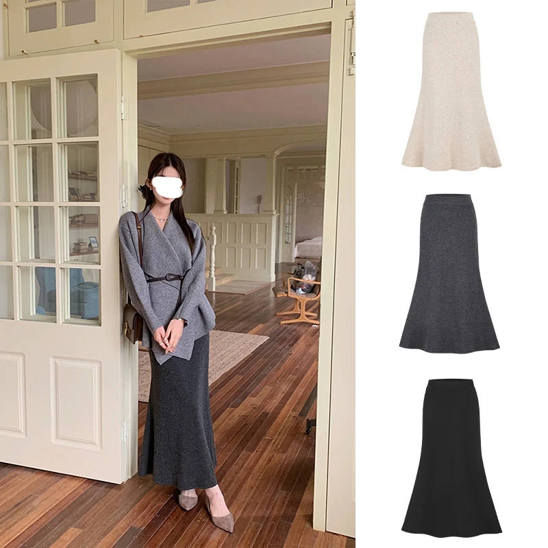 Moses Queen/魔西女王高腰气质中长款半身裙女秋冬时尚气质鱼尾裙