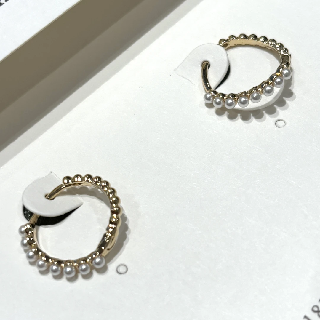 合金耳饰  Julia姐姐】“一半一半”合金耳圈半珍珠半金属珠