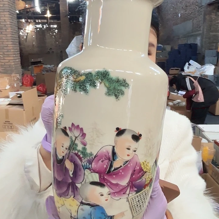 摆件陶景德镇高温黄希希花瓶