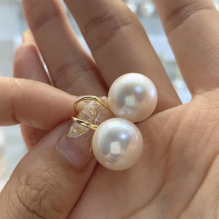 淡水珍珠耳饰银S925镶嵌