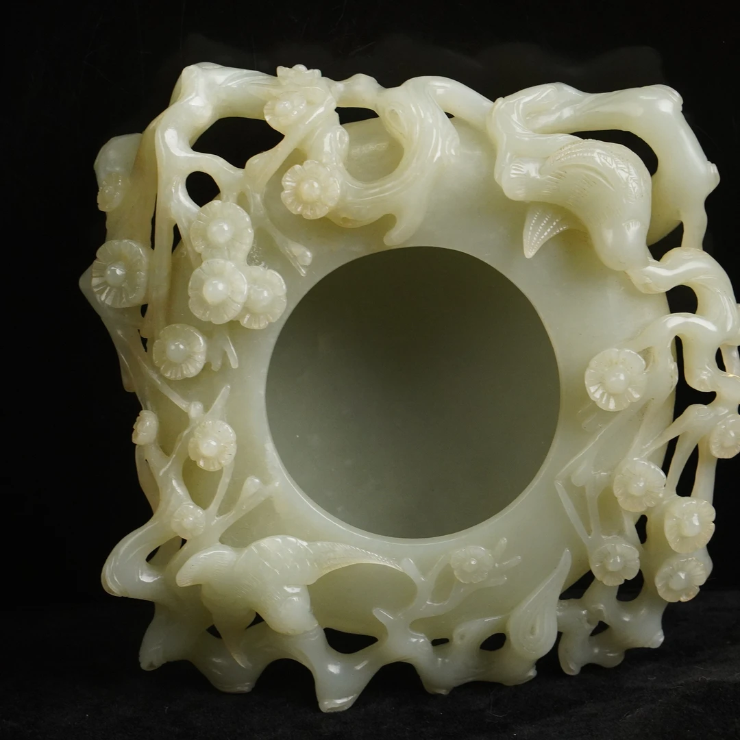 【清】白玉梅花洗（高5cm宽11cm重568g）
