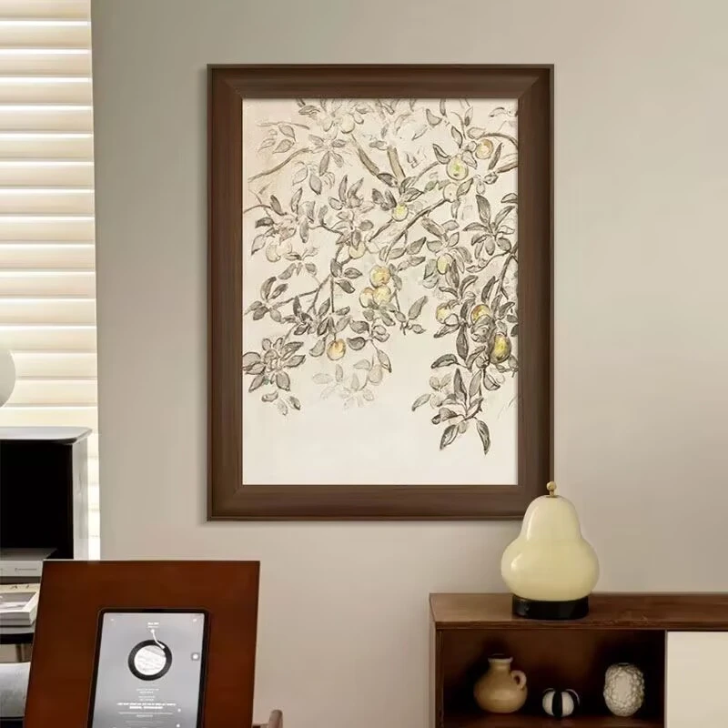 《平安果》法式中古风客厅装饰画复古餐厅玄关墙挂画简美壁画SA13