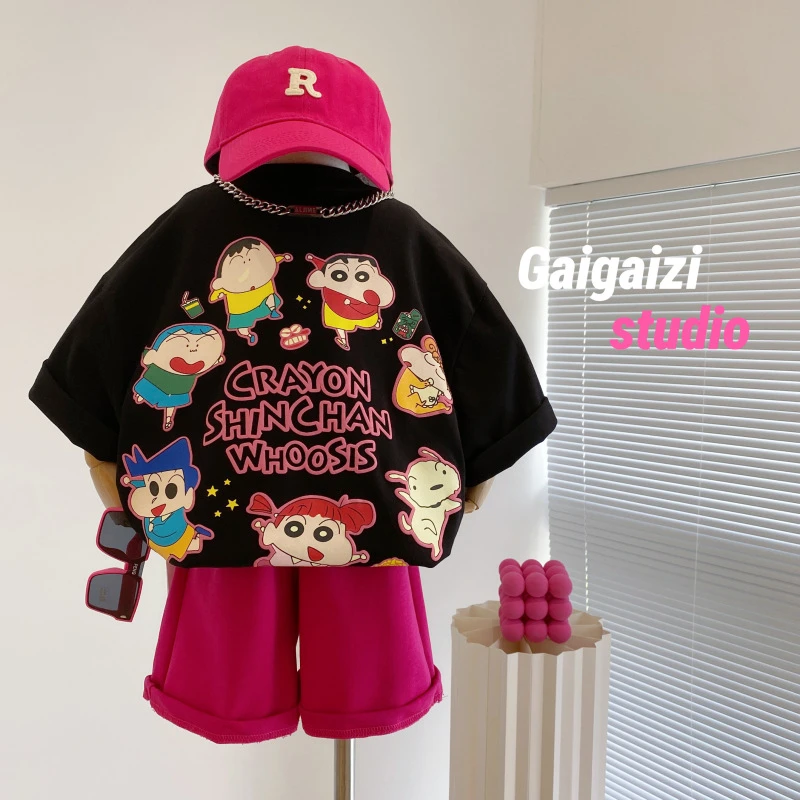 【小新家族】设计师定制款数码卡通印花2025夏中大童短袖T恤