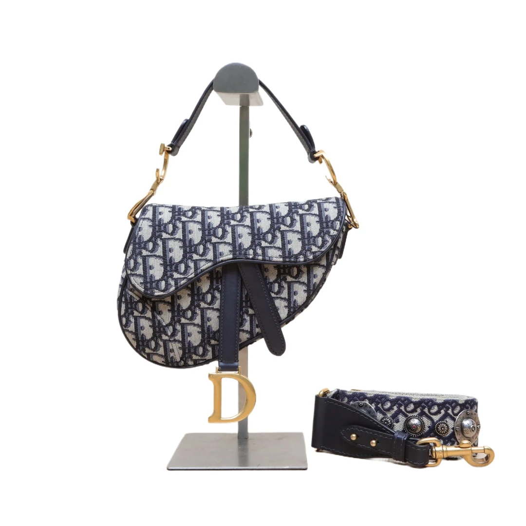 99新 DIOR/迪奥 【Jessie】SADDLE 马鞍 小号 21 配肩带 墨蓝色