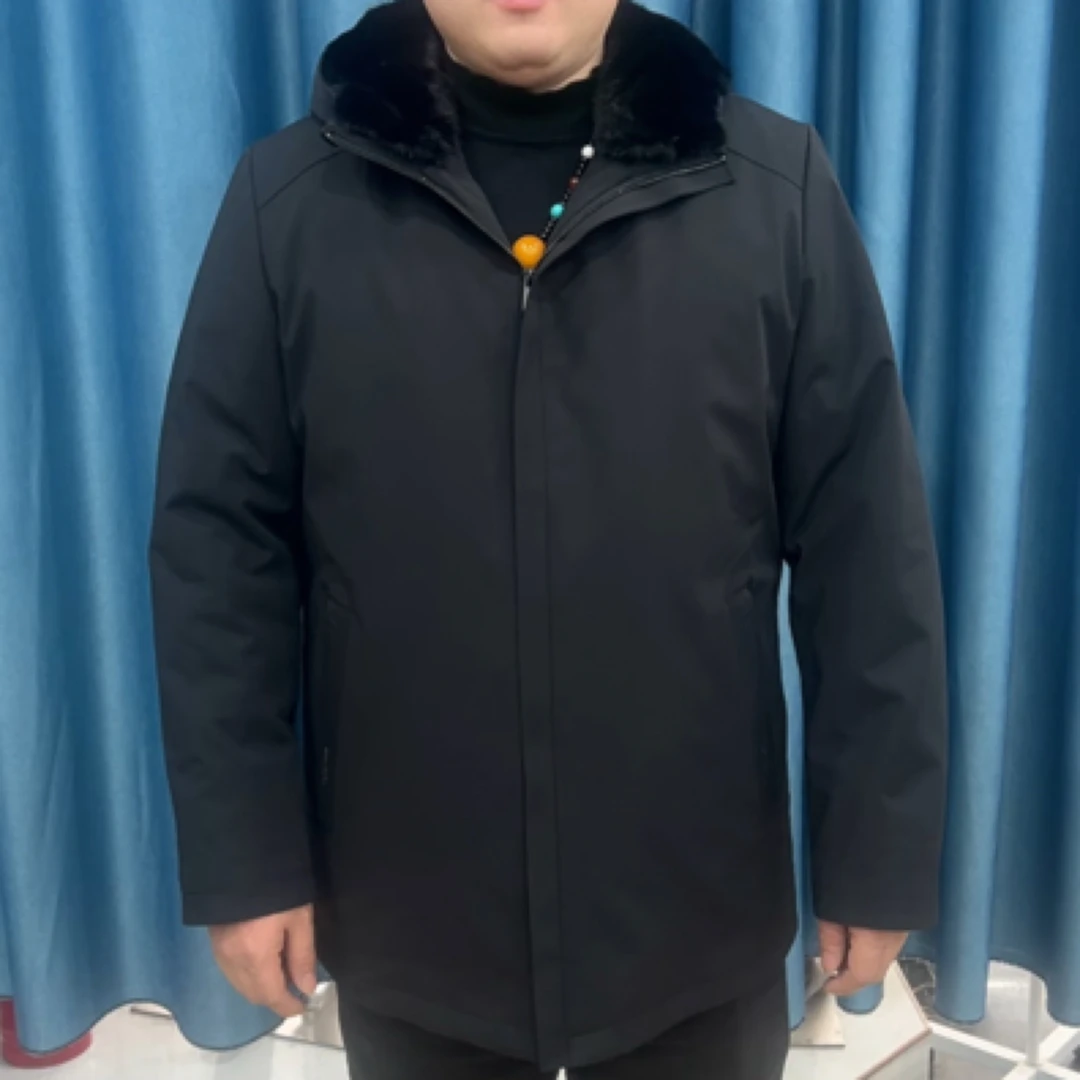 宽松型厚款中老年510上装风衣可脱卸貂胆外套保暖连帽