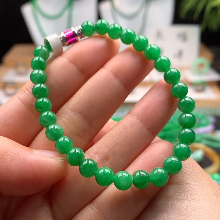 翡翠未镶嵌手链天然缅甸A货翡翠 卡6.1mm