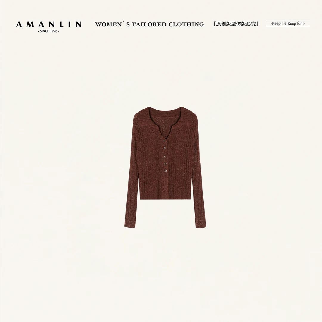 AMANLIN/阿谩琳琥珀流光时尚设计休闲女百搭显瘦上衣Y601809