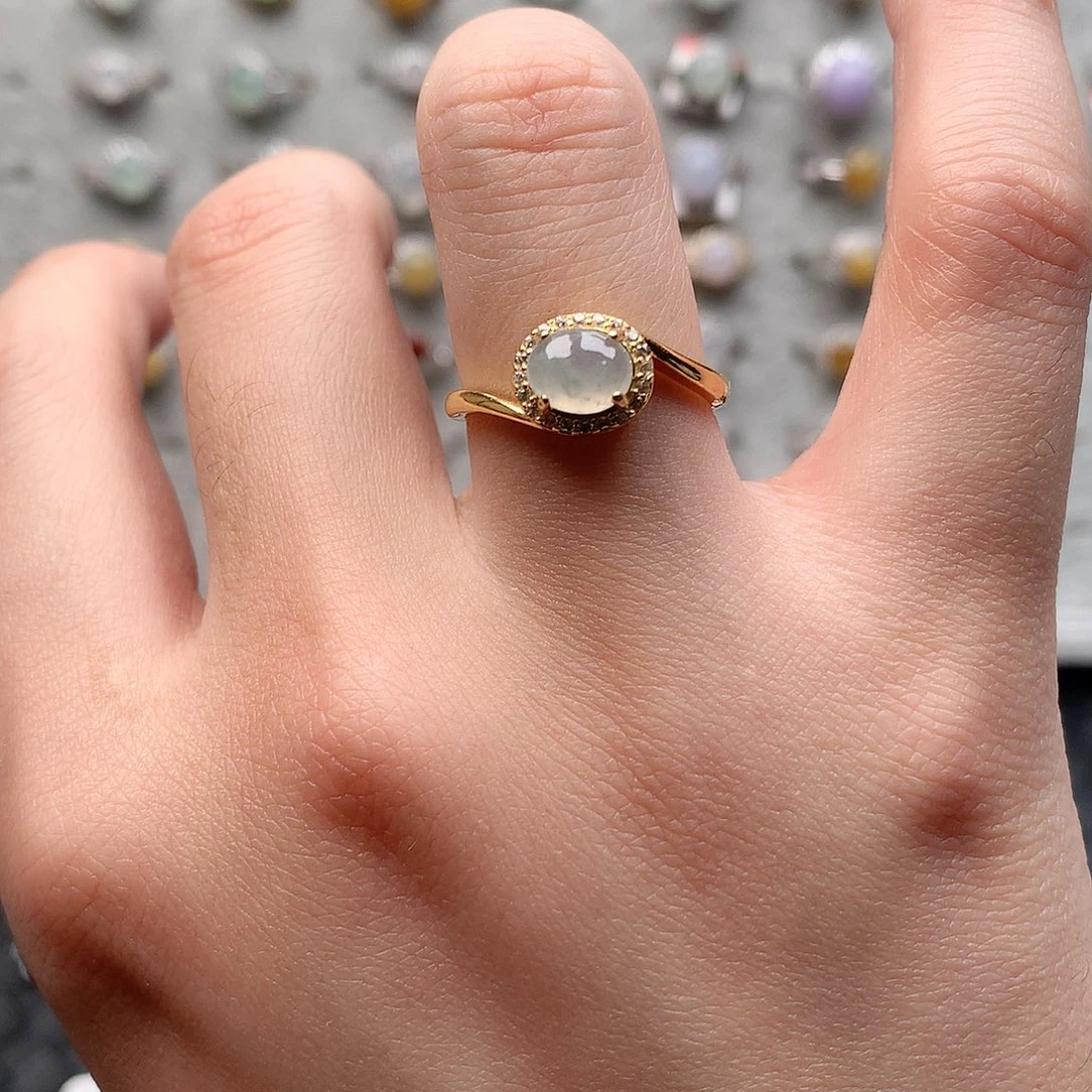 翡翠戒指银S925镶嵌0146