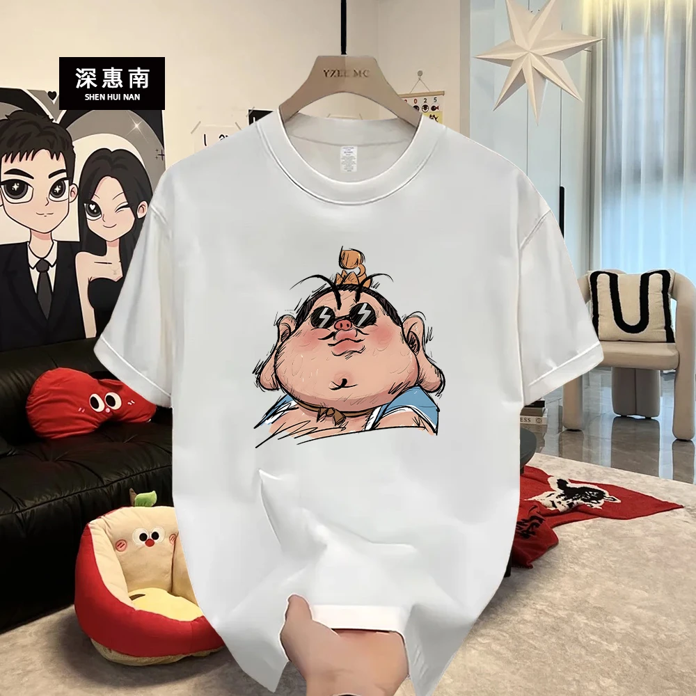 深惠南国风重磅纯棉短袖T恤青年男女款夏季潮牌哪吒之魔童闹海