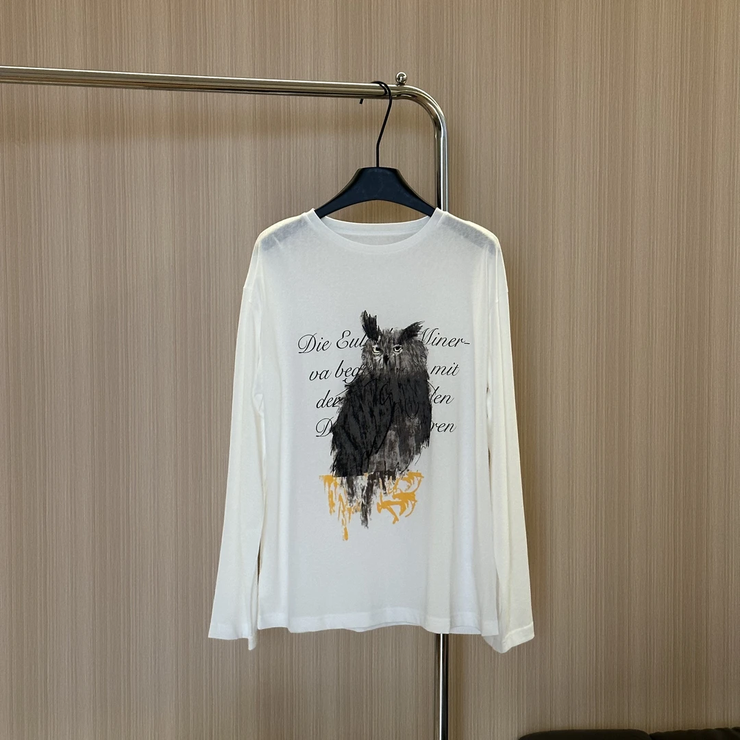 WMM猫头鹰字母长袖T恤女士百搭时尚宽松夏季新款