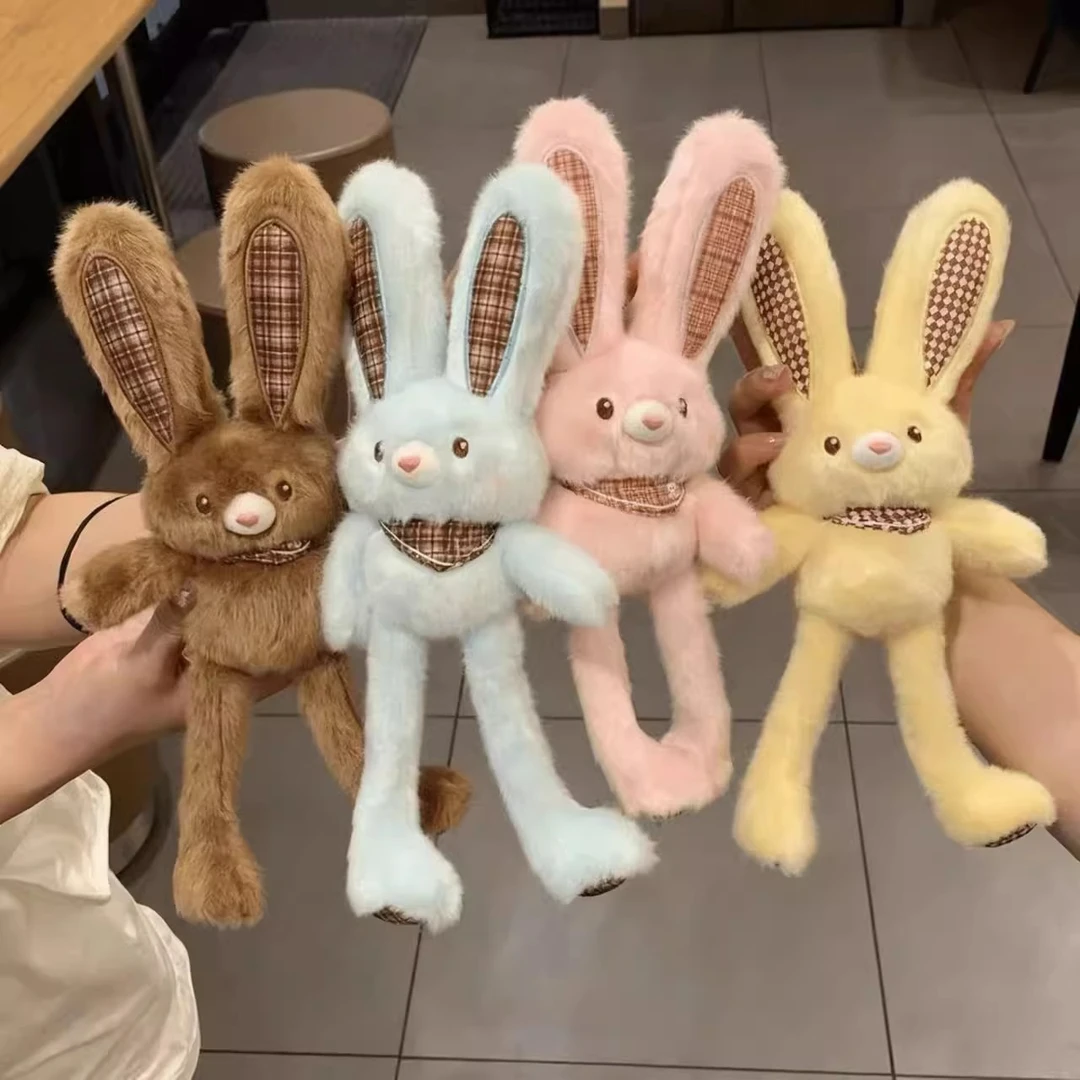 可露丽抽拉耳兔子玩偶条纹抽拉兔子挂件生日礼物送女生圣诞礼物