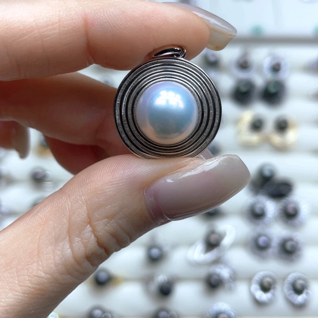 淡水珍珠银S925镶嵌吊坠(不含链)