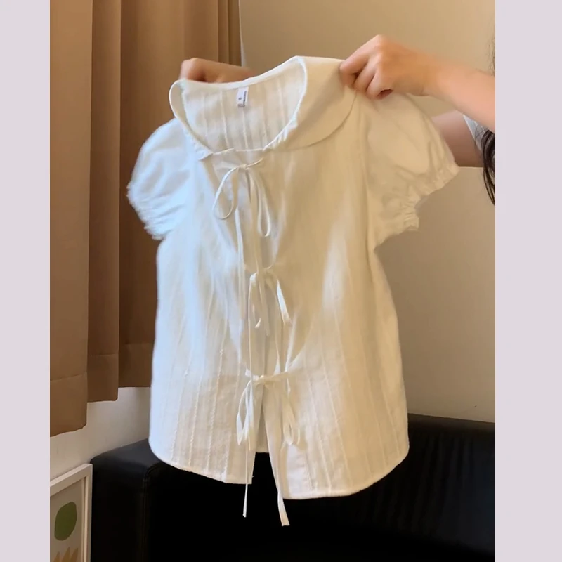 娃娃领白色衬衫连衣裙子女2025新款夏季一整套高级感长裙套装1237