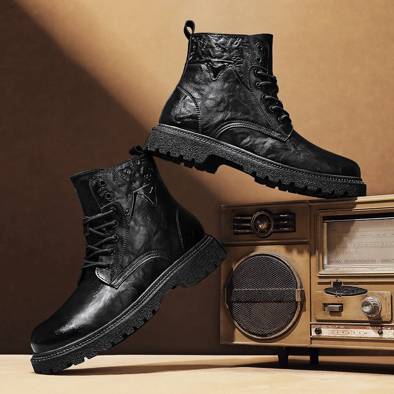 ASH CASSIE马丁靴冬季加绒真皮百搭高帮工装靴内增高厚底潮流短靴