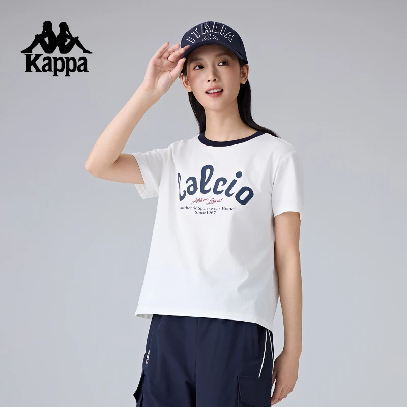 kappa卡帕背靠背夏季新款复古运动短袖t恤女款半袖上衣女款