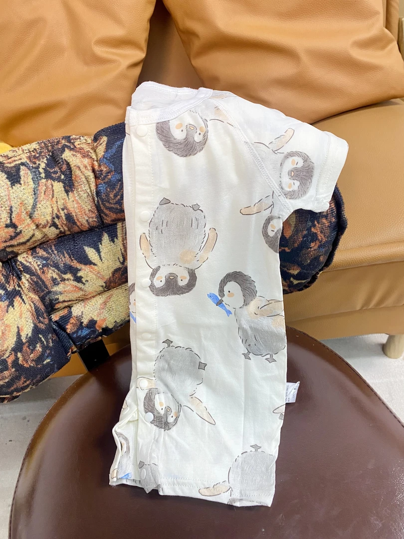 【甜粿家5018-除了棉还是棉短袖哈衣-小企鹅】童装婴儿装儿童家居服