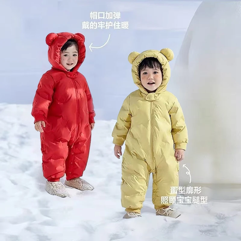 反季清仓婴儿羽绒服连体衣男童女童冬季宝宝加厚衣服洋气爬服哈衣