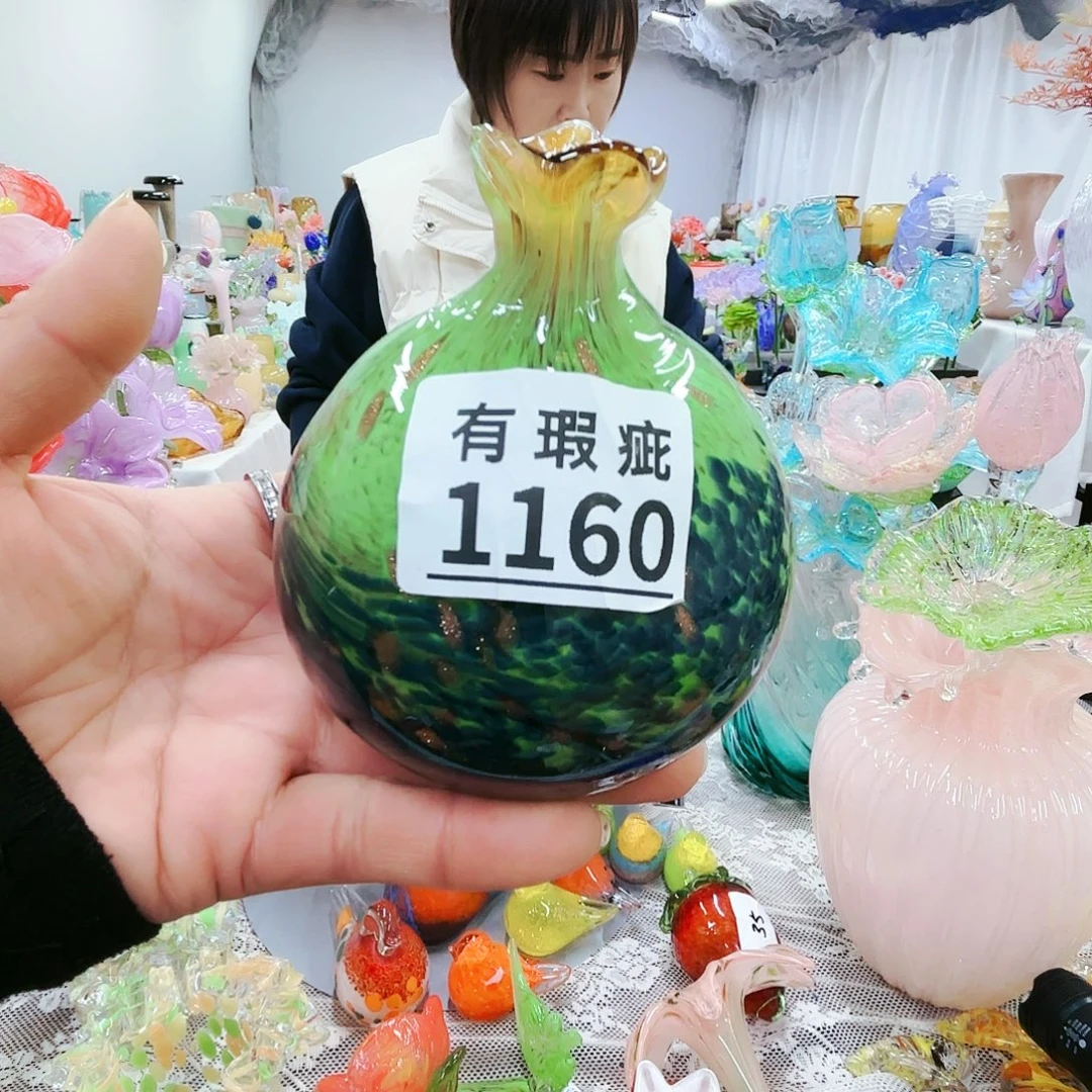 瑕疵福利不退不换琉璃花瓶艺术品