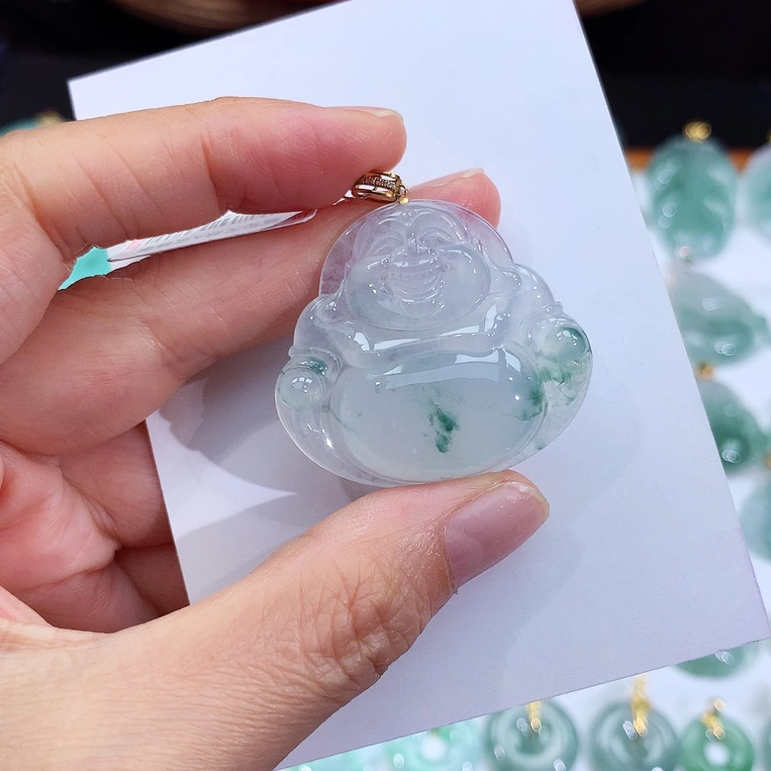 翡翠18K金镶嵌颈饰翡翠吊坠