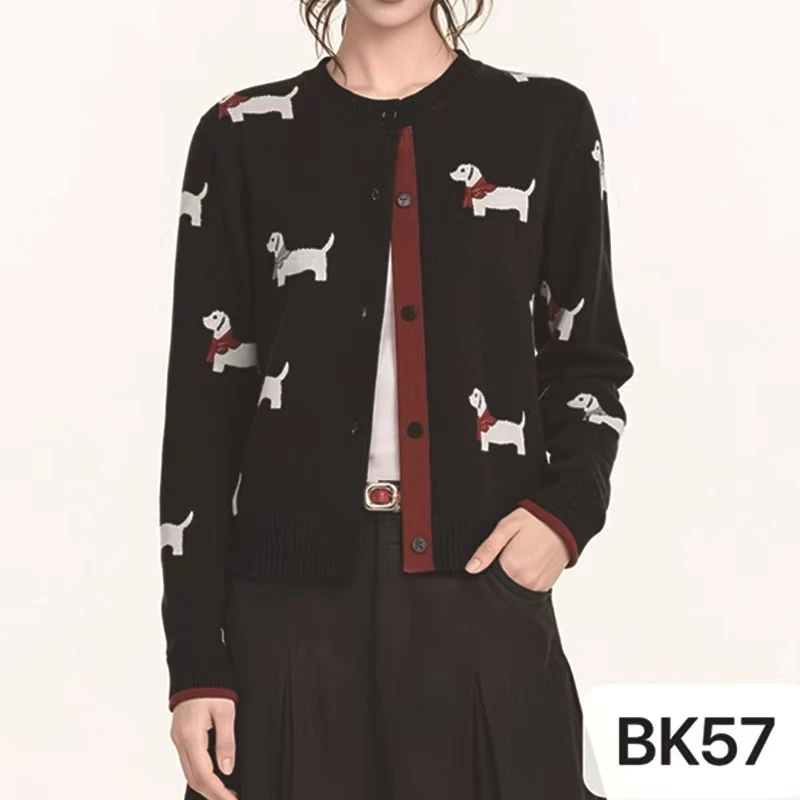 毛针织衫秋季宽袖百搭针织开衫长袖毛衣圆领狗短款小香风时尚休闲