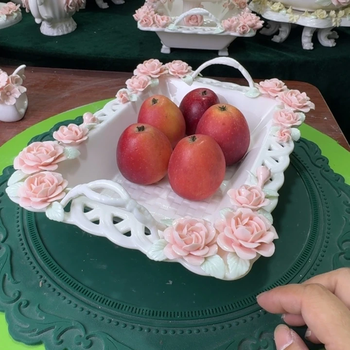 玫瑰花高脚提篮深盘