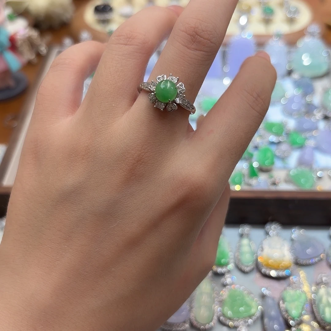 翡翠银S925镶嵌戒指