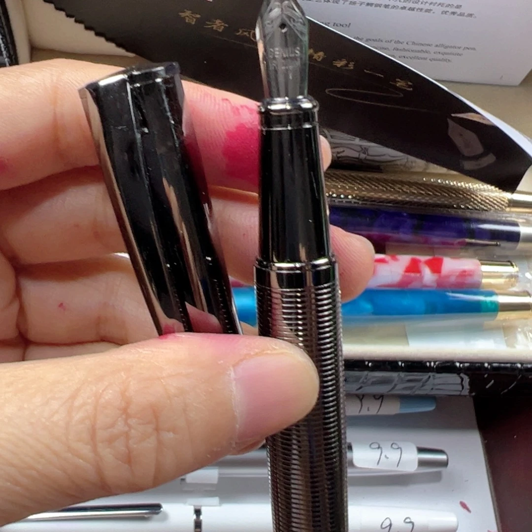 便携式全铜明尖刻花拉丝直尖美工可备注默认发直尖